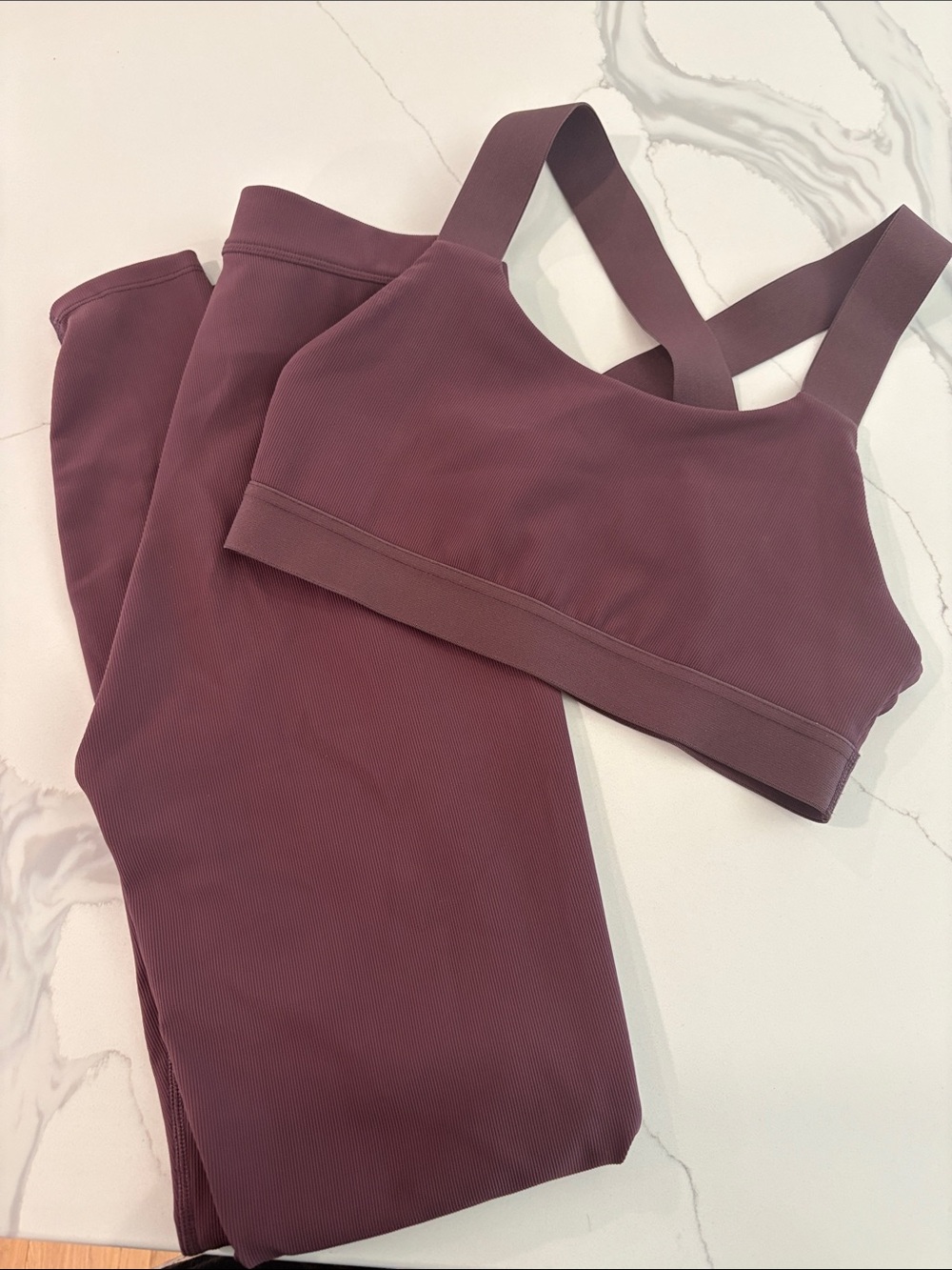PARAGON Plum Cross-Back Sports Bra and Leggings Set